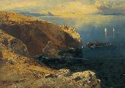 Eduard Hildebrandt Felsen bei Capri mit Fischern painting